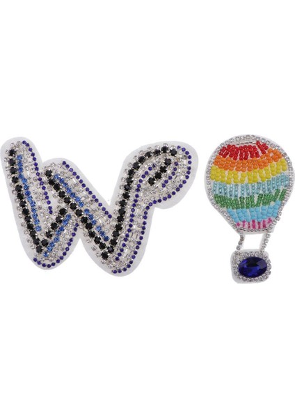 2x Rhinestone Boncuk Balon Alfabe Yamaları Giysileri Kot Hats Aplike (Yurt Dışından)