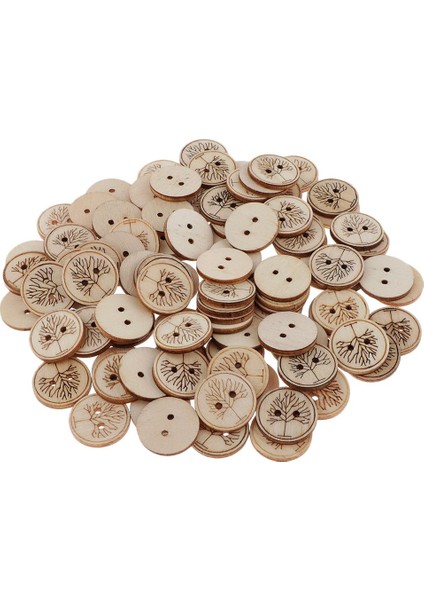 Çocuklar Için 100 Ahşap Düğme Düğmesi 2 Düğmeli Zanaat Düğmeleri (Yurt Dışından) fiyatları