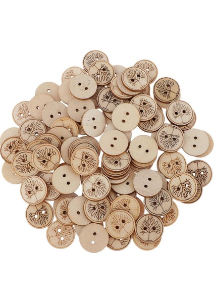 Çocuklar Için 100 Ahşap Düğme Düğmesi 2 Düğmeli Zanaat Düğmeleri (Yurt Dışından) modelleri