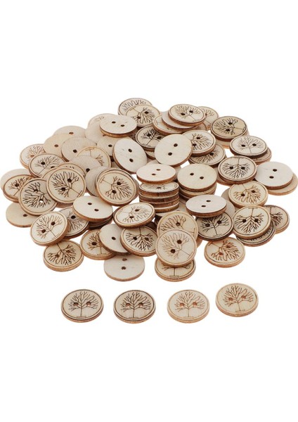 Çocuklar Için 100 Ahşap Düğme Düğmesi 2 Düğmeli Zanaat Düğmeleri (Yurt Dışından) fırsatları