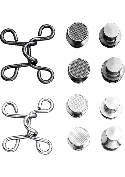 2 Set Yeniden Kullanılabilir Ayarlanabilir Bel Toka Kotu Genişletici Değiştirme Düğmesi Gümüş Siyah (Yurt Dışından)