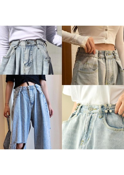 2 Set Yeniden Kullanılabilir Ayarlanabilir Bel Toka Kotu Genişletici Değiştirme Düğmesi Gümüş Siyah (Yurt Dışından) fiyatları