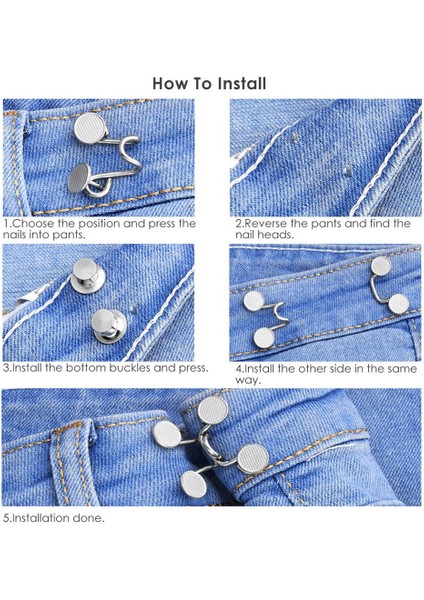 2 Set Yeniden Kullanılabilir Ayarlanabilir Bel Toka Kotu Genişletici Değiştirme Düğmesi Gümüş Siyah (Yurt Dışından) fırsatları