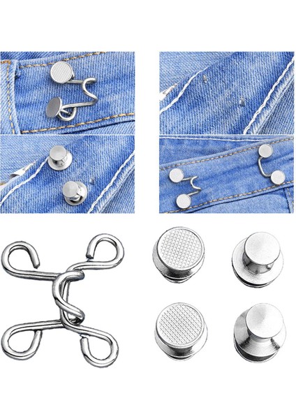 2 Set Yeniden Kullanılabilir Ayarlanabilir Bel Toka Kotu Genişletici Değiştirme Düğmesi Gümüş Siyah (Yurt Dışından) indirimleri