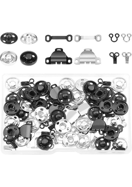 50 Set Snap Defener Araç Kiti Kancalı Gözler Dikiş Kapanışları Düğmeleri Set (Yurt Dışından) modelleri