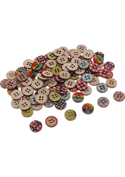 100X Çocuk Düğmeleri 4 Delikli Ahşap Düğmeler Dekoratif Düğmeler Doğa Ahşap (Yurt Dışından)