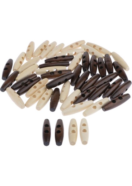 50ADET Ahşap Düğmeleri Geçiş Düğmeleri 2 Delikli Vintage Çeşitli Düğmeler Dekoratif (Yurt Dışından)