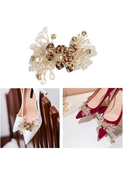 Zarif Ayakkabı Tahkisi Ayakkabı Çiçek Takı Dekoru Kızlar Için Yüksek Topuklu Flats 1ADET Gold 8.5X7CM (Yurt Dışından) modelleri