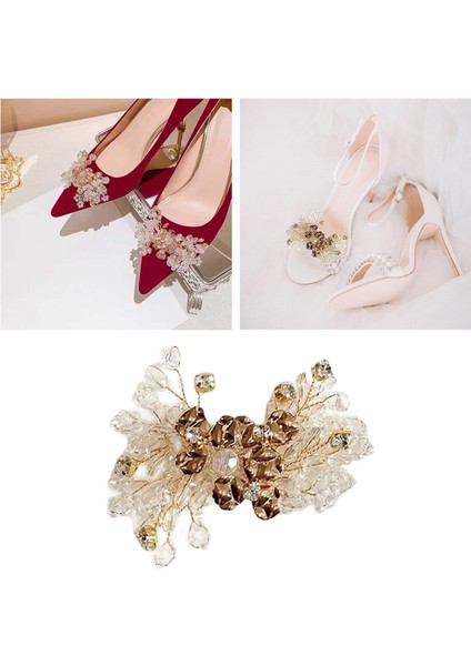 Zarif Ayakkabı Tahkisi Ayakkabı Çiçek Takı Dekoru Kızlar Için Yüksek Topuklu Flats 1ADET Gold 8.5X7CM (Yurt Dışından) fırsatları