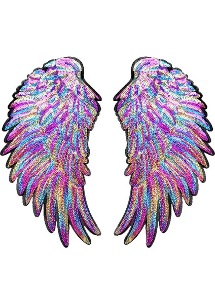Büyük Melek Kanatları Sequin Yamaları Kanatlar Için Işlemeli Motif 15X27CM (Yurt Dışından)