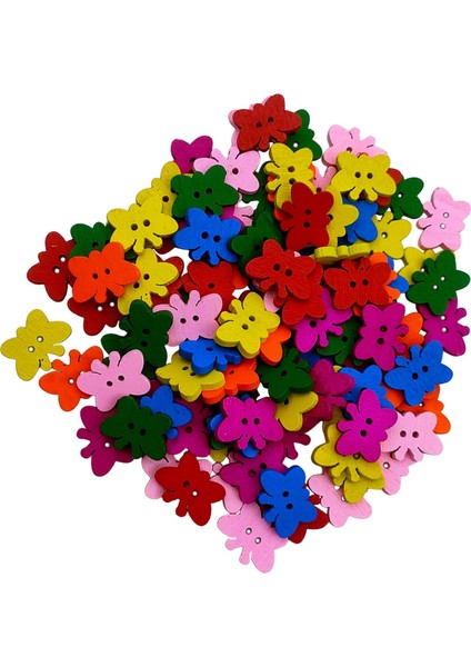 100X Ahşap Kelebek Düğmeleri Sanat Zanaatlar Için Çok Renkli Çocuklar Si (Yurt Dışından)