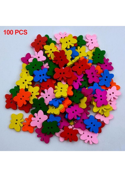 100X Ahşap Kelebek Düğmeleri Sanat Zanaatlar Için Çok Renkli Çocuklar Si (Yurt Dışından) fırsatları