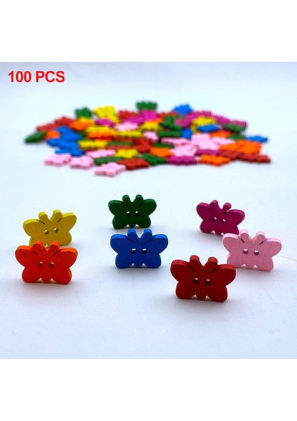 100X Ahşap Kelebek Düğmeleri Sanat Zanaatlar Için Çok Renkli Çocuklar Si (Yurt Dışından) indirimleri