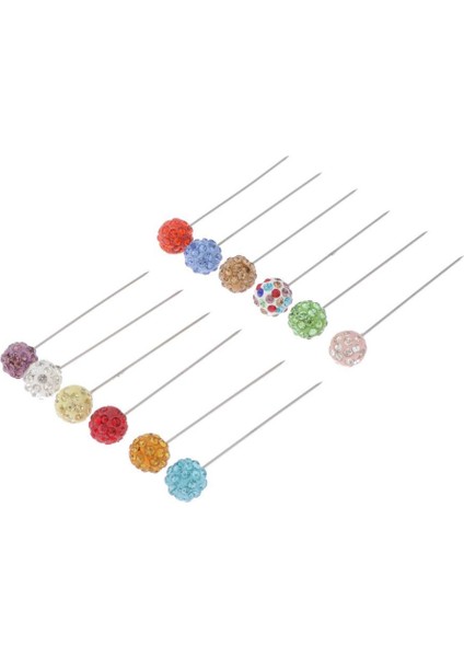 12 Rhinestone Kafa Pimleri Düz Pimler Dikiş Pimleri Tailgoring Renkli Elmas Top (Yurt Dışından) modelleri