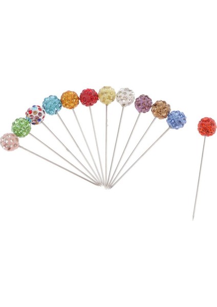 12 Rhinestone Kafa Pimleri Düz Pimler Dikiş Pimleri Tailgoring Renkli Elmas Top (Yurt Dışından) indirimleri
