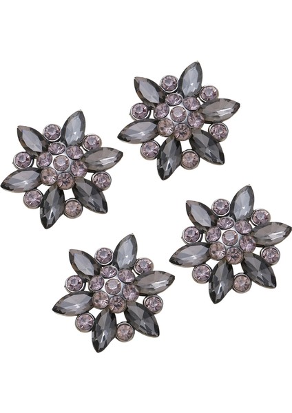 4x Kristal Rhinestone Düğmeleri Düğün Düz Arka Giyim Aksesuarları Dekor 4 Adet Siyah (Yurt Dışından)