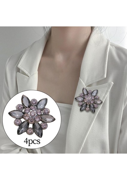 4x Kristal Rhinestone Düğmeleri Düğün Düz Arka Giyim Aksesuarları Dekor 4 Adet Siyah (Yurt Dışından) modelleri