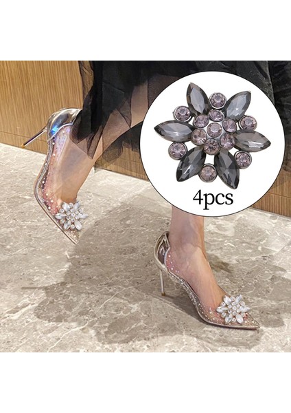 4x Kristal Rhinestone Düğmeleri Düğün Düz Arka Giyim Aksesuarları Dekor 4 Adet Siyah (Yurt Dışından) fırsatları