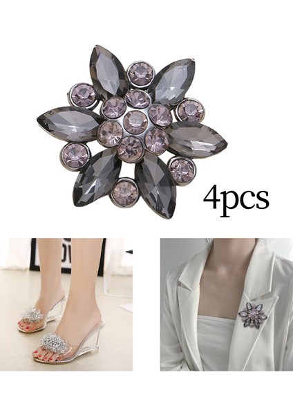 4x Kristal Rhinestone Düğmeleri Düğün Düz Arka Giyim Aksesuarları Dekor 4 Adet Siyah (Yurt Dışından) indirimleri