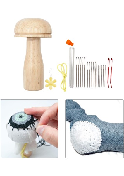 Mantar Darner Yama Aracı Seti Onarım Araçları Çorap Dikiş Için Taşınabilir (Yurt Dışından) indirimleri