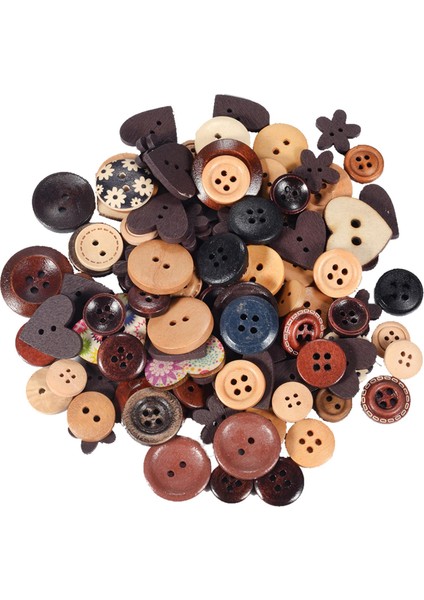 200PCS Ahşap Düğmeleri Scrapbooking Dikiş Için Düz Backbilt Diy El Sanatları Gömlek (Yurt Dışından)