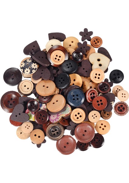 200PCS Ahşap Düğmeleri Scrapbooking Dikiş Için Düz Backbilt Diy El Sanatları Gömlek (Yurt Dışından)