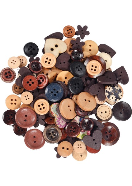 200PCS Ahşap Düğmeleri Scrapbooking Dikiş Için Düz Backbilt Diy El Sanatları Gömlek (Yurt Dışından)