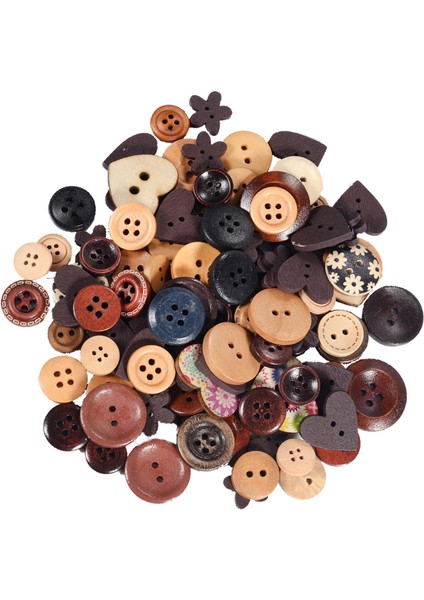 200PCS Ahşap Düğmeleri Scrapbooking Dikiş Için Düz Backbilt Diy El Sanatları Gömlek (Yurt Dışından)
