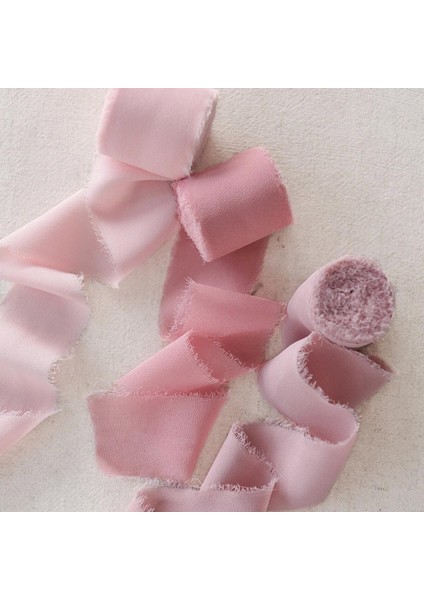3 Rulo Saçak Şifon Ipek Şerit Gibi 2 "x 5 Yarda Düğün Davetiyeleri Pembe Serisi (Yurt Dışından) modelleri