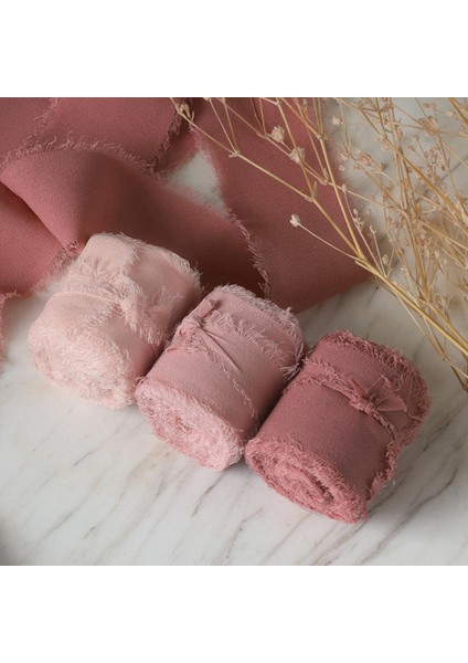 3 Rulo Saçak Şifon Ipek Şerit Gibi 2 "x 5 Yarda Düğün Davetiyeleri Pembe Serisi (Yurt Dışından) fırsatları