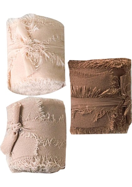 3ADET Fringe Şifon Şeridi 2 "x 5yd Günlük Kahve Serisi Için El Yapımı (Yurt Dışından)