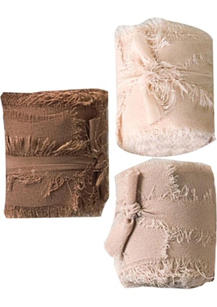 3ADET Fringe Şifon Şeridi 2 "x 5yd Günlük Kahve Serisi Için El Yapımı (Yurt Dışından) fiyatları