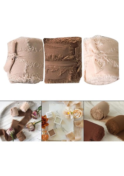 3ADET Fringe Şifon Şeridi 2 "x 5yd Günlük Kahve Serisi Için El Yapımı (Yurt Dışından) modelleri