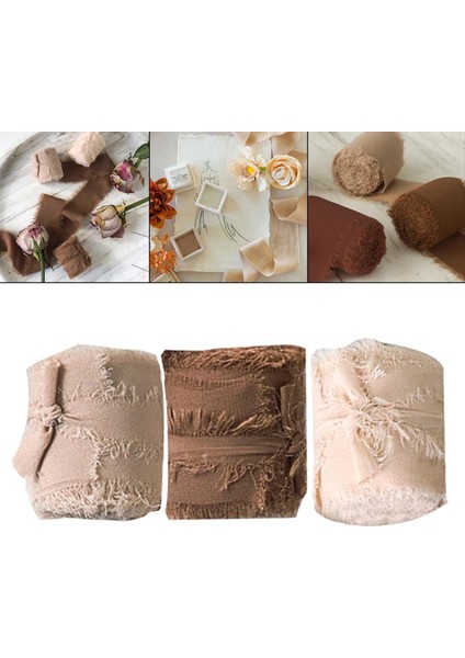 3ADET Fringe Şifon Şeridi 2 "x 5yd Günlük Kahve Serisi Için El Yapımı (Yurt Dışından) fırsatları