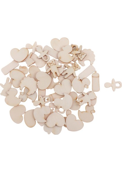 100 Parça Aşk Şekil Kalpleri Boş Boş Ahşap Süslemeler El Sanatları - Karışık (Yurt Dışından)