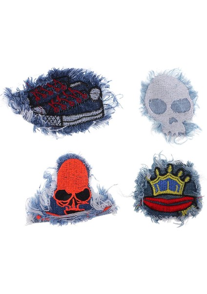 4ADET Serin Sokak Tarzı Nakış Denim Kumaş Kot Pantolon Için Yamalar Üzerinde Dikmek (Yurt Dışından) fiyatları