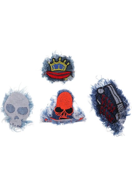 4ADET Serin Sokak Tarzı Nakış Denim Kumaş Kot Pantolon Için Yamalar Üzerinde Dikmek (Yurt Dışından) indirimleri