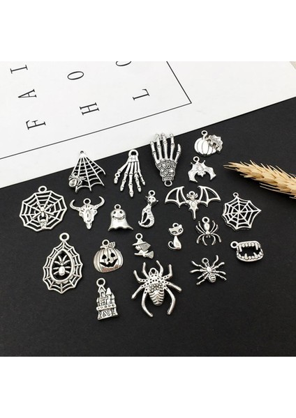 100 Adet Kolye Dangle Chs Antik Gümüş Cadılar Bayramı Takı Bulguları (Yurt Dışından)