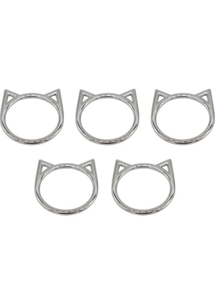 5 Adet Gümüş Kedi Şekli Daire Halkaları (Yurt Dışından)