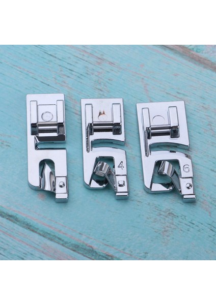 Kardeş Şarkıcı Juki Dikiş Makinesi Için 3 Adet Haddelenmiş Hem Basınç Ayağı (Yurt Dışından) fiyatları