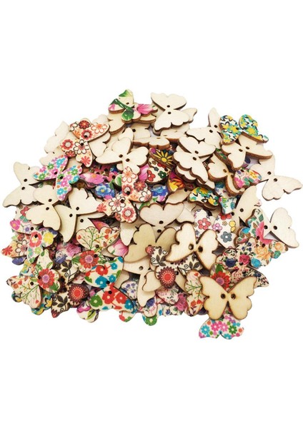 100ADET Kelebek Desen Düğmeleri Örgü Dikiş Için Ahşap Düğmeler (Yurt Dışından) indirimleri