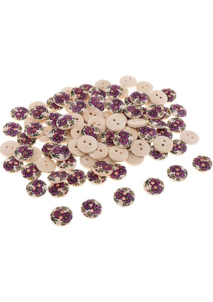100X Ahşap Düğmeler Çocuk Düğmeleri 2 Delikli Çiçekler 15CM Dikiş Için Dikiş (Yurt Dışından)