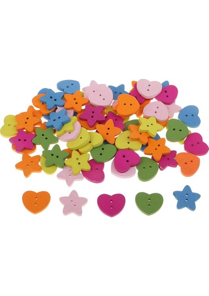 20G Renkli Yıldız ve Kalp Ahşap Düğmeleri Dikiş Zanaat (Yurt Dışından) fiyatları