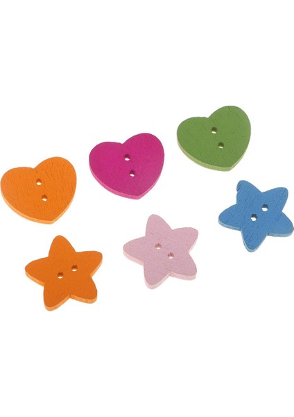 20G Renkli Yıldız ve Kalp Ahşap Düğmeleri Dikiş Zanaat (Yurt Dışından) modelleri