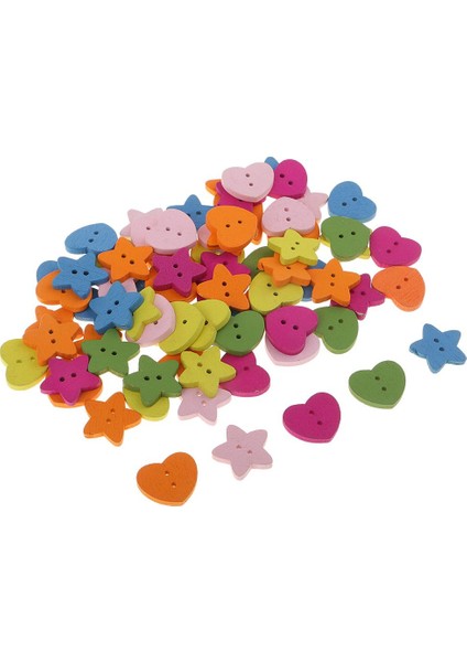 20G Renkli Yıldız ve Kalp Ahşap Düğmeleri Dikiş Zanaat (Yurt Dışından) fırsatları