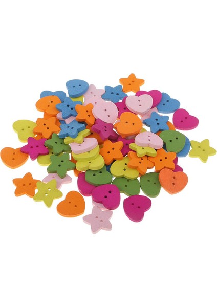 20G Renkli Yıldız ve Kalp Ahşap Düğmeleri Dikiş Zanaat (Yurt Dışından) indirimleri