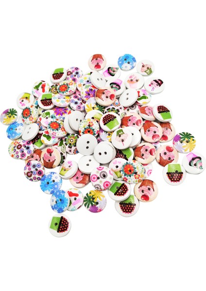 100ADET Yuvarlak Şekilli Düğmeler Çocuklar Için Ahşap Düğmeler Aksesuarları (Yurt Dışından)