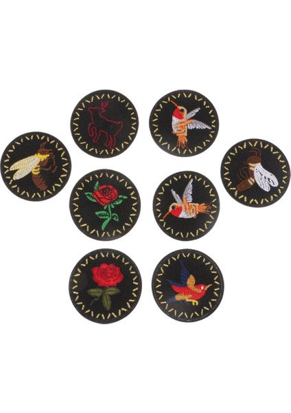 8x Yuvarlak Işlemeli Dikiş Yamaları Üzerinde Dikişli Demir Kumaş Torba Kıyafetleri Aplike El Sanatları Çok Molor Kuşlar ve Çiçek 6.2cm (Yurt Dışından)