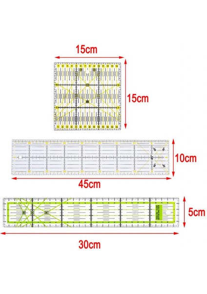3ADET 15X15CM10X45CM5X30CM Akrilik Kapitone Yorganlar Patchwork Kesme Yöneticileri 3 Adet B (Yurt Dışından) modelleri