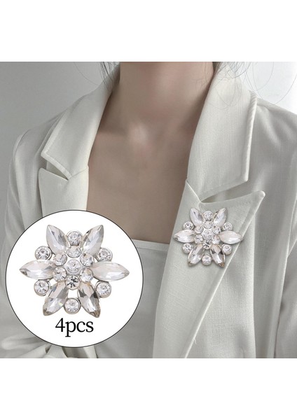 4x Kristal Rhinestone Düğmeleri Düğün Düz Arka Giyim Aksesuarları Dekor 4 Adet Gümüş (Yurt Dışından) modelleri